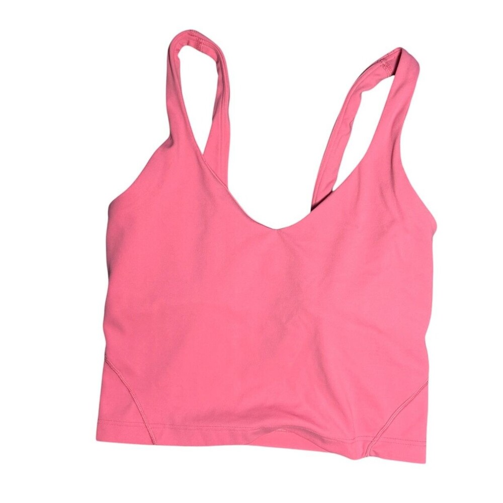 Lululemon Align Nulu Tank Top Pink Built In Bra Cropped Yoga Size 2